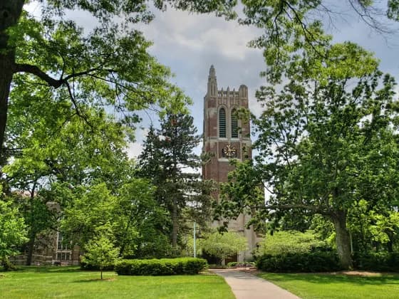 MSU College of Human Medicine (MD) — A photograph of the Beaumont Tower located on the Michigan State University campus in…