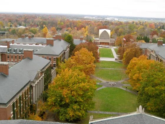 University of Rochester School of Medicine and Dentistry (MD) — Eastman Quad from the balcony of Rush Rhees Library