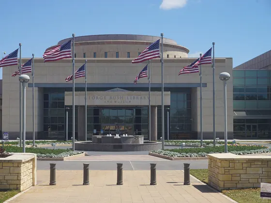 Texas A&M Vashisht College of Medicine (MD) — The exterior of the George H.W. Bush Presidential Library and Museum in…