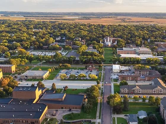 USD Sanford School of Medicine (MD) — This image is an aerial view of the University of South Dakota 's main campus in…