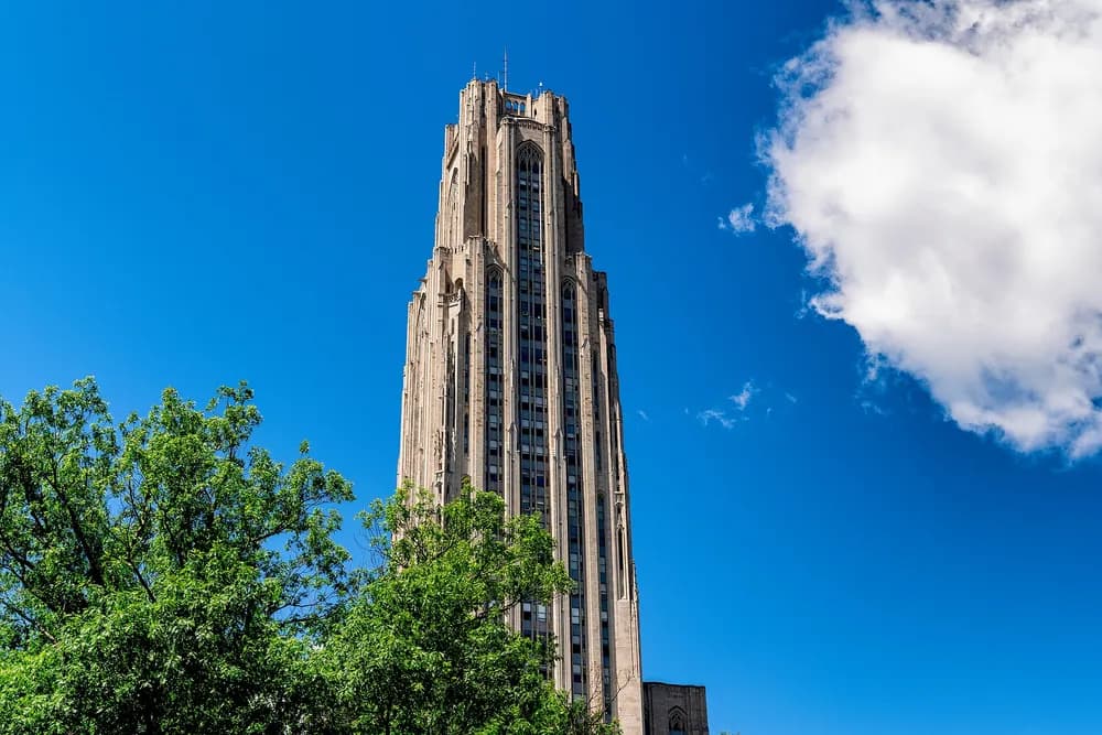 University of Pittsburgh School of Medicine (MD) — The Cathedral of Learning on the college campus of the University of…