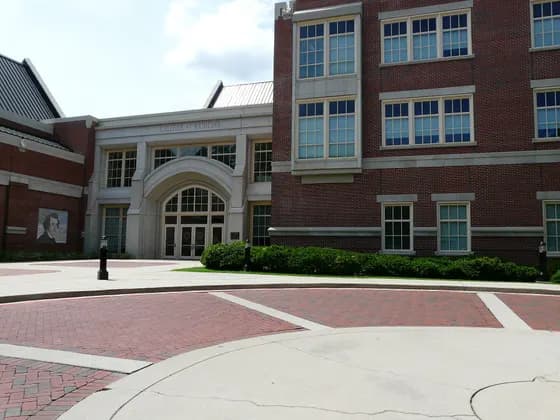 Entrance to the John Thrasher Building, home of the Florida State University College of Medicine, on Call Street in Tallahassee, Florida FSU College of Medicine (MD) — Entrance to the John Thrasher Building