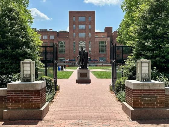 University Yard, originally known as University Quadrangle, is a landscaped area on the campus of George Washington University in Washington, D.C. surrounded on three sides by academic buildings with the fourth side on GWU School of Medicine (MD) — University Yard