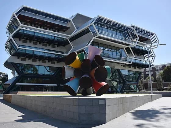 Chemistry teaching and Research Building at Monash University. Architect: Lyons 2015 Scupture - Built Unbuilt Unbuildable: James Angus. Commissioned by the Monash University Museu Monash — Chemistry teaching and Research Building at Monash University. Architect