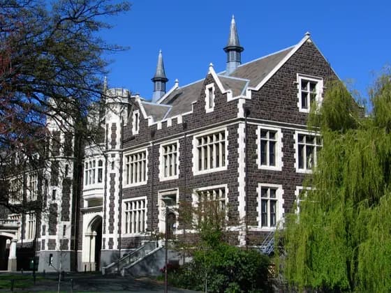 University of Otago School of Mines building, Dunedin, New Zealand, from the west bank of the Leith University of Otago — Medicine (MBChB) — University of Otago School of Mines building