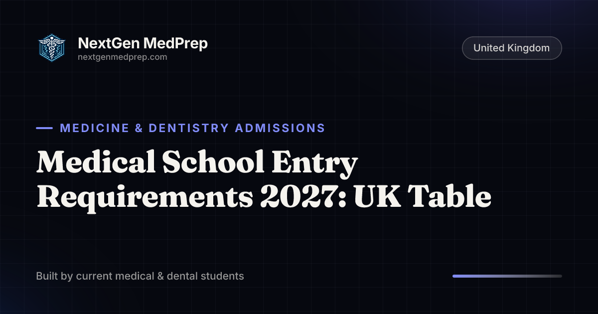 Medical School Entry Requirements 2027: UK Table | NGMP